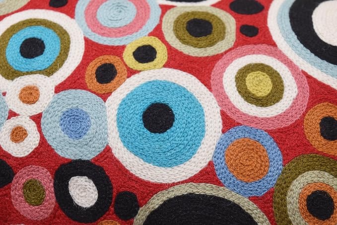 Lumbar Red Polka Dots Decorative Pillow Cover Contemporary Pillowcase Farmhouse Chair Cushion Modern Outdoor Pillowsham Couch Cushion Hand Embroidered Wool Size - 14x20