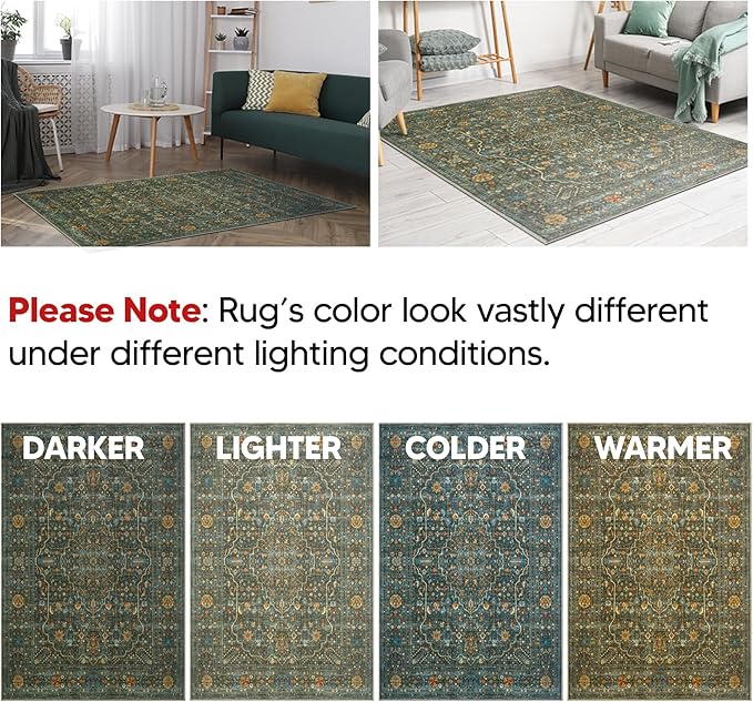 Keen Home Design 2x7 Rug - Machine Washable Runner Rug with Non-Slip Backing, Ideal for Hallway, Entryway, Kitchen, Laundry Room - Vintage, Easy Clean, Durable, Low Pile Rug - (2'6" x 7')