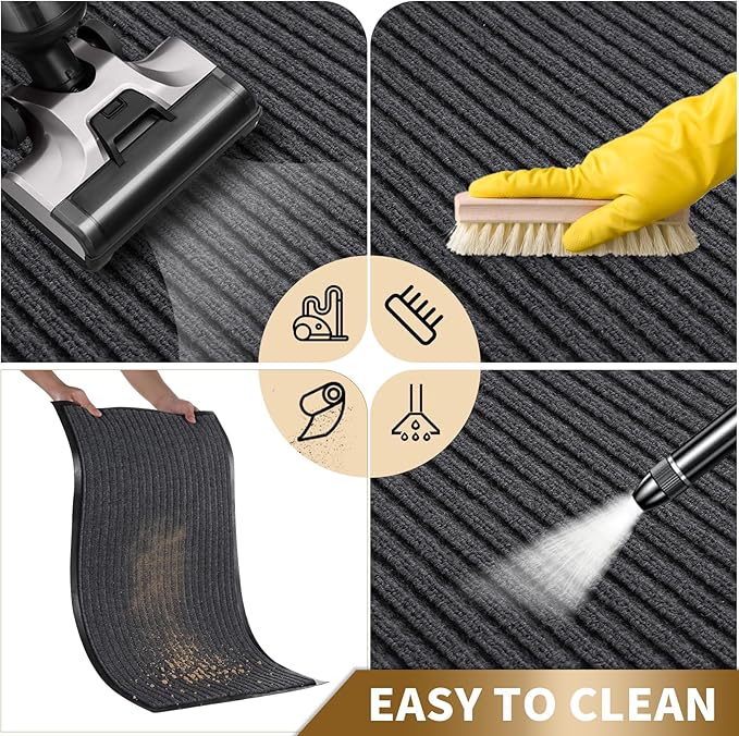 Yimobra Front Door Mat Outdoor Indoor Entrance, 100% Waterproof All-Season All Weather Doormat, Welcome Matt Outside Entry, Non Slip, Low Profile, Heavy Duty Patio Porch Floor Mats,47 x 24,Grey