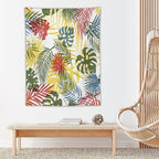 ICMOLYYENLO Boho Green Leaves Tapestry, Mid Century Abstract Tropical Palm Leaves Modern Minimalist Geometric Wall Hanging, Neutral Home Decor Art for Living Room Bedroom Dorm 40x60 Inch