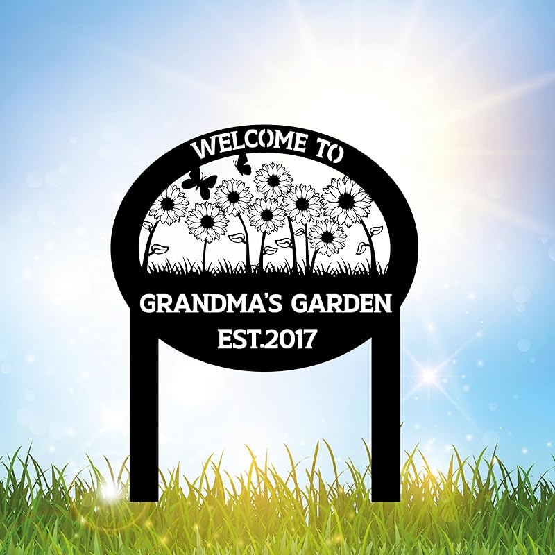 Personalized Metal Garden Sign with Stake, Custom Flowers Garden Decor for Outdoor, Custom Family Name Sign, Patio Decorations, Lawn Art, Farmhouse Decorative, Housewarming Gift