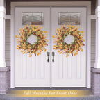 Artgar Fall Wreath, Fall Wreaths for Front Door, 24 in Fall Decor Floral Wreath, Door Wreaths for Front Door Outside All Season for Thanksgiving Home Indoor Outdoor Wall Decor (Red Orange Yellow)