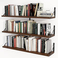 Heimlove 36 Inch Floating Bookshelves Set of 3,Heavy Duty Wall Mounted Bookshelves,Bookshelf for Living Room,Bedroom,Kitchen,Laundry Room Storage & Decor-Walnut Color