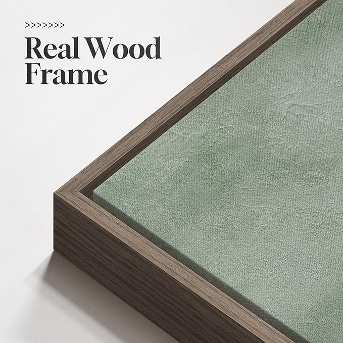Framed Sage Green Abstract Wall Art, Modern Canvas Prints Artwork for Walls, Square Minimalist Green Abstract Pictures for Living Room, Hallway, Dining Room, Bedroom, Home Office Wall Decor 24x24 In