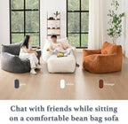 Giant Plush Bean Bag Chair for Adults with Armrests - Oversized Comfy Grey Beanbag Lounge Lazy Floor Sofa Accent Chair for Living Room, Bedroom & Dorm, Cozy Fluffy Single Cloud Mini Couch