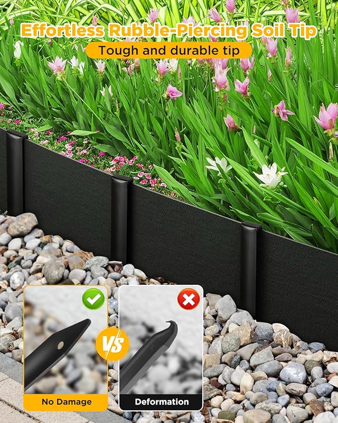 Landscape Edging Metal Stakes - 60 Pcs, 10 Inch Garden Landscape Stakes, High Carbon Steel Landscape Anchoring Stakes for Flowerbed Edging, Outdoor Tent and Landscape Edging Coil