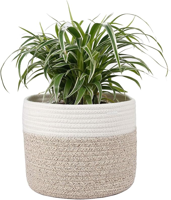 Woven Cotton Rope Plant Basket for 8" Flower Pot Small Basket for Plants Storage Organizer H7.5 x W8.5