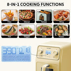 BUYDEEM F51 8-in-1 Air Fryer 4.2QT, Retro Countertop Airfryer Oven with Visible Window, Shake Reminder, One-touch Control with LCD Display, Mellow Yellow