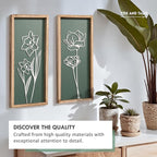 3D Floral Green Wall Art (Set of 2) Lightweight, Wooden Ready-to-Hang Boho Framed Wall Art for Bathroom, Bedroom, Living Room or Office – Premium Sage Green Farmhouse Decor – Gift-Boxed