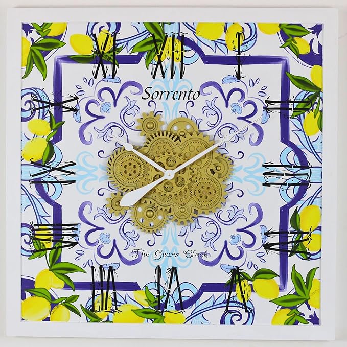 The Gears Clock Wall Clock Italy Collection with Moving Gears (Sorrento, 36 inch Square)