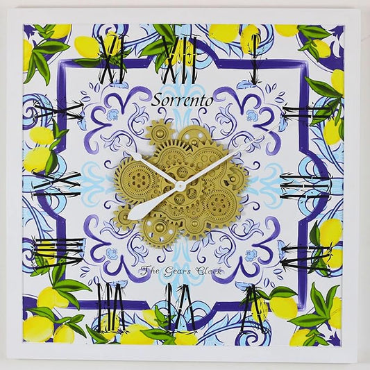 The Gears Clock Wall Clock Italy Collection with Moving Gears (Sorrento, 36 inch Square)