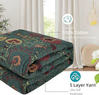 Boho Throw Blanket for Bed - 100% Pure Cotton Ultra Soft Rustic Quilt - Farmhouse Decor Bed Blankets, All Season Rustic Throw for Sofa Couch Chair(91''x 98'', Floral)