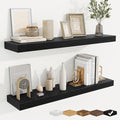 fuqing Floating Shelves for Wall, Bathroom Shelf Wall Mounted for Storage, Shelves with Invisible Bracket for Bedroom, Kitchen, Living Room, Farmhouse Small Book Shelf, 36 Inch Set of 2, Black