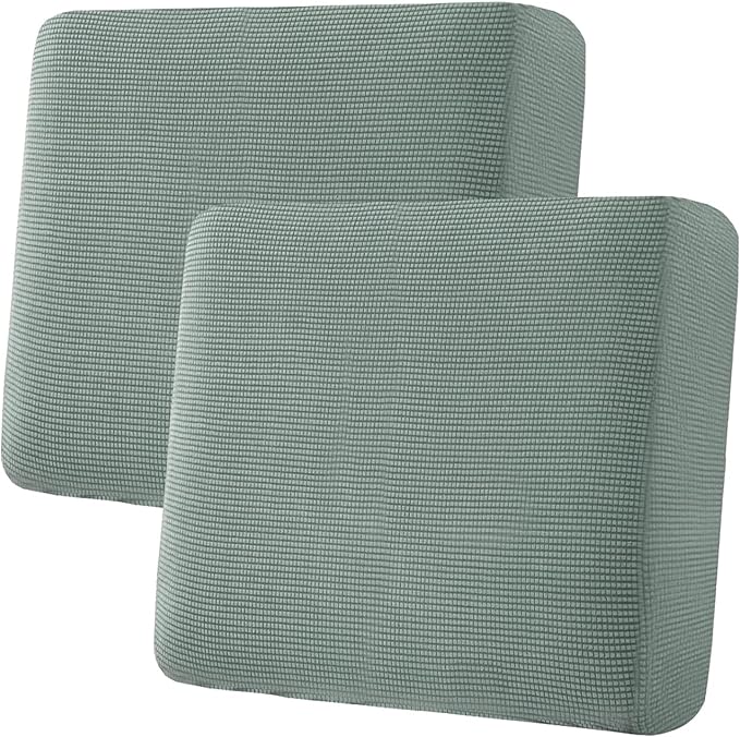 H.VERSAILTEX Super Stretch Individual Seat Cushion Covers Sofa Covers Couch Sets Slipcover Thick Jacquard Textured Twill Fabric (2 Piece Large Sofa Cushion Covers, Sage)