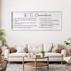 The Ten Commandments Rustic Bible Verse Framed Wall Art, 40''×15'' Positive Religious Christian Saying Sign for God Jesus Christ Prayer, Vintage Horizontal Holy Inspirational Catholic Scripture Decor