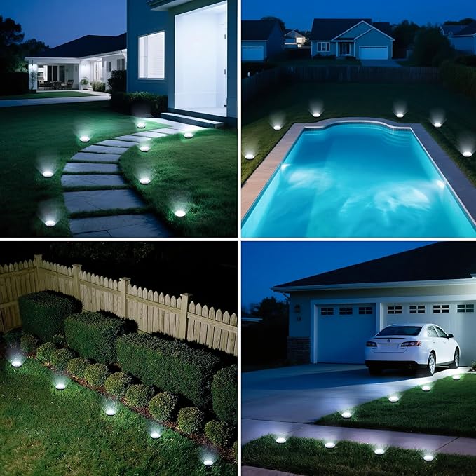 Mini Solar Ground Lights, 12 Pack Solar Lights Outdoor Waterproof, Upgraded LED Flat Landscape Lighting for Outside Pathway Garden Patio Yard Driveway,Cold White