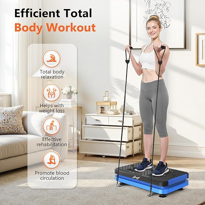 AXV Vibration Plate Fitness Platform Exercise Machine Vibrating Lymphatic Drainage Shaking Full Body Shaker Workout Vibrate Stand Shake Board Sport Gym for Weight Loss Fat Burner for Women Men