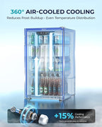EUHOMY Beverage Refrigerator and Cooler, 128 Can Mini fridge with Glass Door, Small Refrigerator with Adjustable Shelves for Soda Beer or Wine, Perfect for Home/Bar/Office, Silver