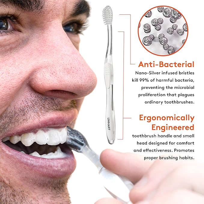 LINHART Extra Soft Toothbrush – Teeth Whitening Toothbrush with Multi Length Bristles, 4 Pack