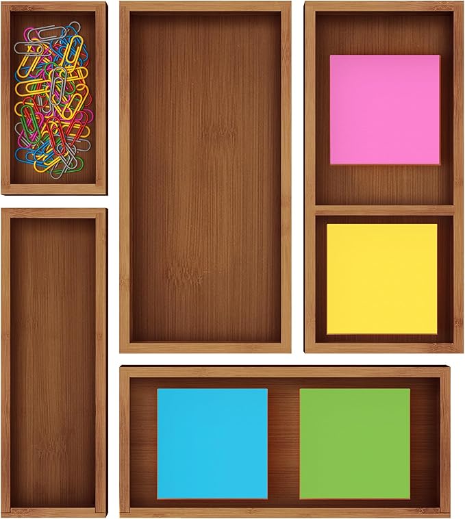 ROYAL CRAFT WOOD Premium Carbonized Bamboo Sticky Note Holder – Elegant & Durable Post-It Note Dispenser for Office Desk Organization