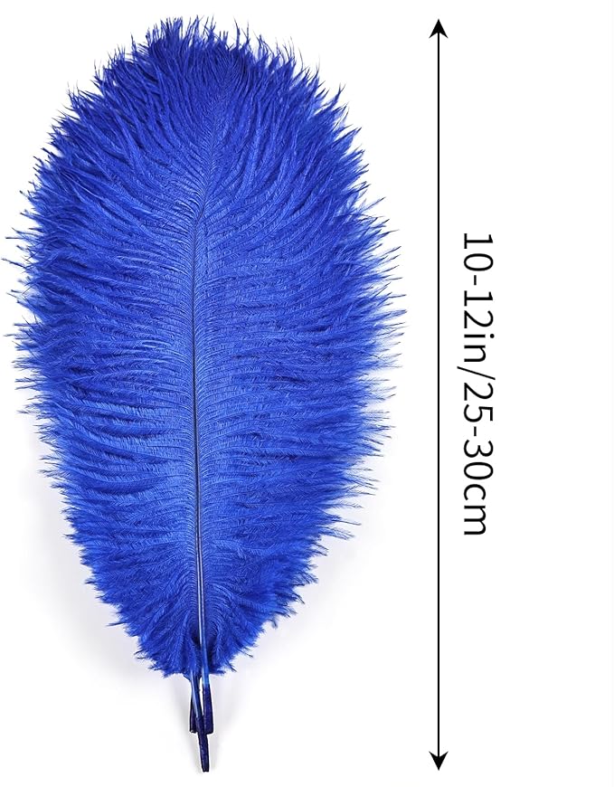 THARAHT Blue Ostrich Feathers 24pcs Natural Bulk 10-12Inch 25cm-30cm for Crafts Wedding Party Centerpieces Easter Gatsbi and Home Decoration Feathers