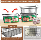 6 Pack Stackable Deep Freezer Organizer Bins ，Upgraded Bottom Leak-Proof net，Encryption and Hardening ， Freezer Organizer Bins for 5 to 9 Cu.FT Small Chest Freezer， Easy Get Bottom Foods