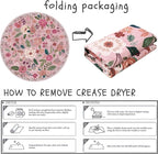 Round Rug 4ft Washable Circle Rug Non Slip Low Pile Boho Floral Small Circular Rug for Bedroom, Bathroom, Entryway, Kids Room, Office, College Dorm(Pink)