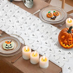 Halloween Table Runner Ghost Soft Plush Faux Fur Halloween Table Runner Hallowee Home Decor, Holiday Kitchen Dining Table Decoration for Home Party Decor 13x72 Inch