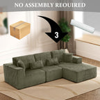 Modular Sectional Sofa Cloud Sectional Couch, 135" Comfy Fluffy L Shaped Olive Green Couches for Living Room, Deep Seat Memory Foam Plush Corduroy Boneless Couch Sectionals Right Facing Chaise Sofa