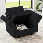 Belffin Modular Sectional Arm Accent Chair with Storage Seat Velvet Armchair Single Sofa Club Chair Black
