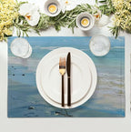 Blue Heron Placemats Set of 4 Summer Coastal Beach Pelican Placement Mats for Dining Table Nautical Ocean Bird Pattern Washable Non-Slip Heat-Resistant Linen Place Mats