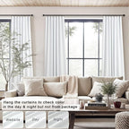 White Blackout Curtains 84 Inch Long 2 Panels Cotton Linen Thick Total Black Out Curtain for Bedroom Window 7ft Living Room Darkening Thermal Insulated Drapes Modern Farmhouse Shabby Chic 52x84 Length