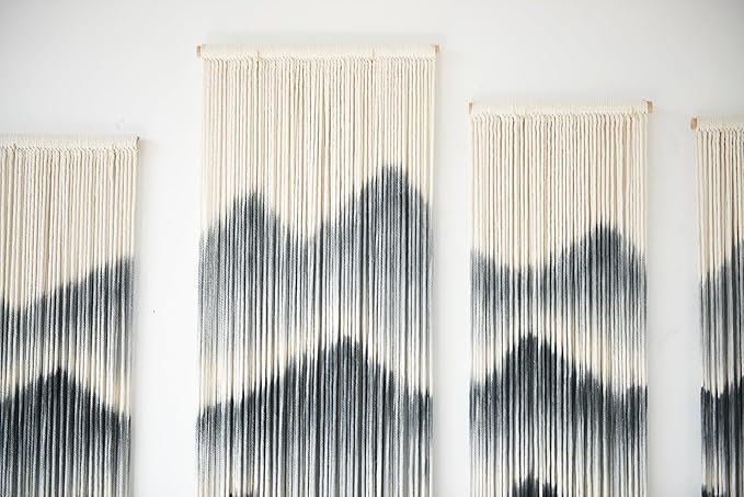 IOWER Large Macrame Wall Hanging 5Pcs Handmade Dip-Dyed Mountain Wall Decor Combination Suspension Bedroom Living Room Modern Fiber Yarn Wall Art