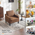 VINGLI Accent Chairs Set of 2 Living Room Chairs Rustic Reading Chair for Bedroom Scooped Arm Chair Mid Century Modern Accent Chairs Upholstered Comfy Chair for Apartment, Waiting Room