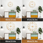 Large Wall Clock - 40cm/ 16 Inches Silent Non-Ticking, Battery Operated, Gold Vintage Decorative Modern Metal Wall Clocks for Living Room, Bedroom, Office, Farmhouse Decor