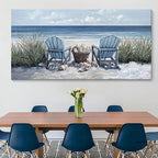 HGUAOA Coastal Wall Art - Large Landscape Wall Pictures for Living Room, Bedroom Pictures, Ocean Beach Artwork, Blue Wall Art, Above Bed Decor, Coastal Landscape Wall Art, Beach Pinting