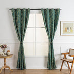 Grommets Blackout Long Window Curtains Green Gold-52W*84L 2PCS Drapes for Bedroom