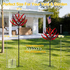 LimeHill Wind Spinner for Garden and Yard - Large Metal Kinetic Wind Sculptures for Outdoor Decor (91 Inches, Burgundy Lotus)