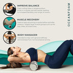 Oceanfoam Tidal Roller - Black Marbled - Muscle Massage Foam Roller for Back Pain & Stretching - Firm and Ergonomic Wide Wave Textured - Yoga, Athletics, & Wellness - Full Size, 20" x 5"