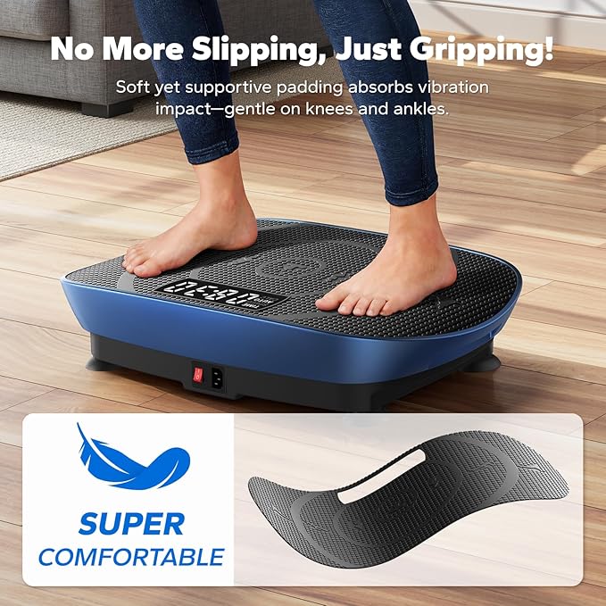 MERACH Slim Vibration Plate Exercise Machine, Vibration Plate for Lymphatic Drainage Weight Loss, Vibrating Plate with Real-Time Calorie Tracking on LED Display, Workout Equipment for Home Women Men