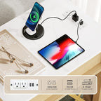 Farmhouse End Table with Charging Station & Drawer by YITAHOME