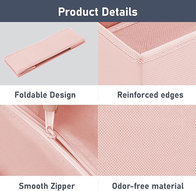 DIMJ Drawer Organizer Clothes 24Pack - Foldable Baby Organizers and Storage & Dresser Organizer for Bedroom, Closet - Nursery Organization Dresser Dividers for underwear, Sock,Bra, Belt, Tie, Pink