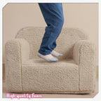 Kids Snuggly-Soft Sherpa Chair, Cuddly Toddler Foam Chair for Boys and Girls, Light Grey