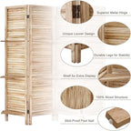 Room Divider with Shelves, Privacy Screen, Room Dividers and Folding Privacy Screens, 6 Panel Wood Temporary Wall Partition Separation Separator, Natural