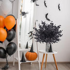 Sggvecsy 15 Pcs Babys Breath Artificial Flowers Gypsophila Bouquets Bulk Real Touch Fake Silk Flowers for Home Halloween Wedding DIY Floral Arrangement Table Centerpiece Festival Decoration (Black)