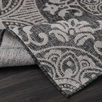 Medallion Outdoor Rug 9x12 Washable Outside Carpet for Indoor Patio Porch Waterproof Easy Cleaning Non Shedding Area Rugs Dark Gray 9 x 12