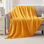 EMME Cotton Blanket Queen Size for Bed Soft Large Muslin Bed Blankets 90"x90" Lightweight Breathable All Season Gauze Blanket, Mustard Yellow