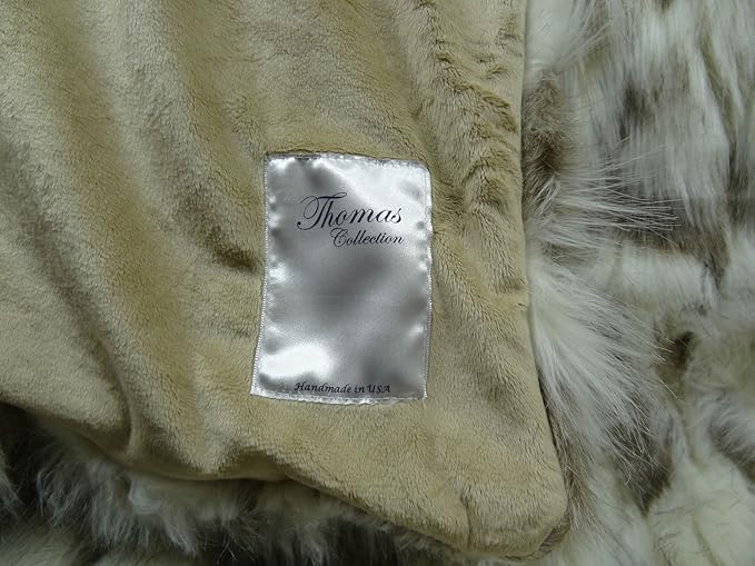 Ivory Beige Luxury Faux Fur Throw Blanket - Tibet Fox Fur - 80W x 90L