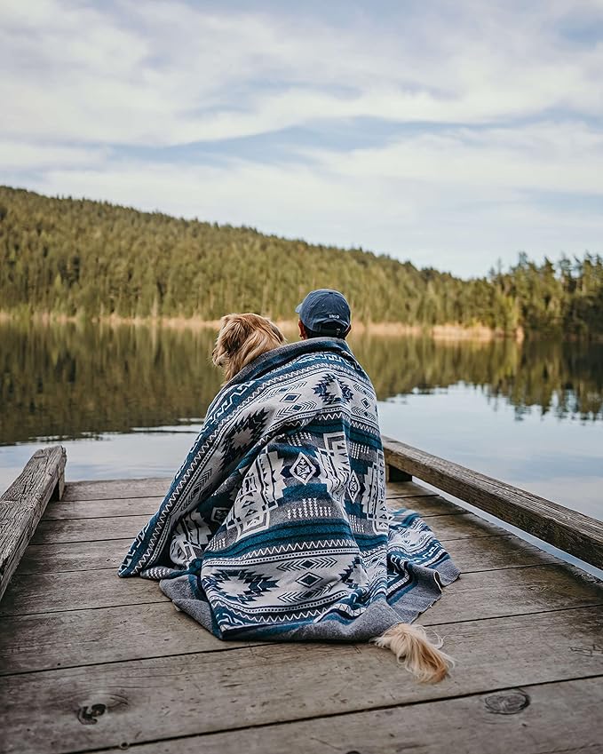 Inca Aztec Throw, Queen, King Blanket | Southwest Indian Navajo Boho Style | Native Cover for Camping, Bedding, Couch, Vanlife | Faux Alpaca, Lightweight, Hypoallergenic (Condor Gray, Queen)