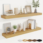 fuqing Floating Shelves for Wall, Bathroom Shelf Wall Mounted for Storage, Shelves with Invisible Bracket for Bedroom, Kitchen, Living Room, Farmhouse Small Book Shelf, 40 Inch Set of 2, Oak